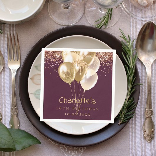 Serviette En Papier Ballons d'or rose