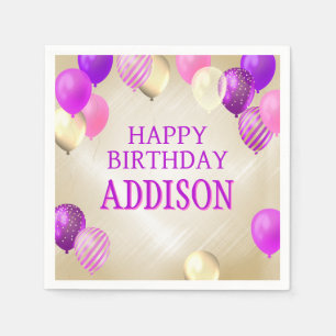 Serviette En Papier Ballons d'or rose