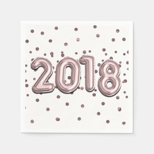 Serviette En Papier Ballons d'or Rose et fête des points Confetti 2018 (Devant)