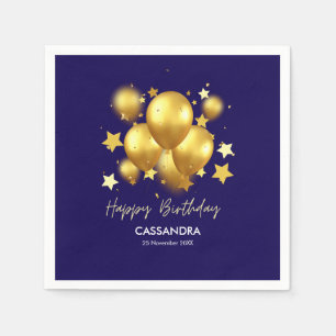 Serviette En Papier Ballons d'or soyeux Étoiles Marine Anniversaire