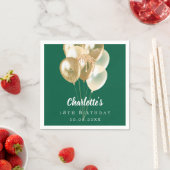 Serviette En Papier Ballons d'or vert d'anniversaire (En situation)