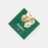 Serviette En Papier Ballons d'or vert d'anniversaire (Coin)