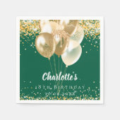 Serviette En Papier Ballons d'or vert d'anniversaire confetti (Devant)