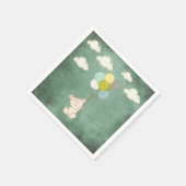 Serviette En Papier Ballons d'ours blancs Nuages Vert Rustique mou (Coin)