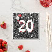 Serviette En Papier Ballons du 20e anniversaire sur Parties scintillan (En situation)