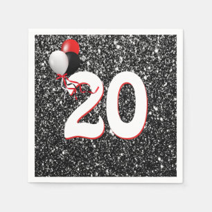 Serviette En Papier Ballons du 20e anniversaire sur Parties scintillan