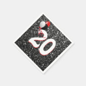 Serviette En Papier Ballons du 20e anniversaire sur Parties scintillan (Coin)