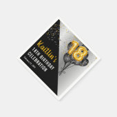 Serviette En Papier Ballons élégants Noir | Gold 18th Birthday Party (Coin)