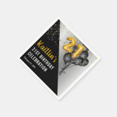 Serviette En Papier Ballons élégants Noir | Gold 21st Birthday Party (Coin)