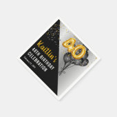 Serviette En Papier Ballons élégants Noir | Gold 40th Birthday Party (Coin)