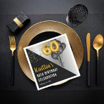 Serviette En Papier Ballons élégants Noir | Gold 60th Birthday Party<br><div class="desc">Les ballons noirs en retour vers les ballons à chiffres d'or donnent une touche dramatique à ce design de fête du 60e anniversaire. Conception composite par Holiday Hearts Designs (droits réservés). D'autres numéros d'âge sont disponibles dans notre boutique.</div>