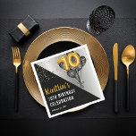 Serviette En Papier Ballons élégants Noir | Gold 70th Birthday Party<br><div class="desc">Les ballons noirs en retour vers les ballons à chiffres d'or donnent une touche dramatique à ce design de fête d'anniversaire de 70e. Conception composite par Holiday Hearts Designs (droits réservés). D'autres numéros d'âge sont disponibles dans notre boutique.</div>