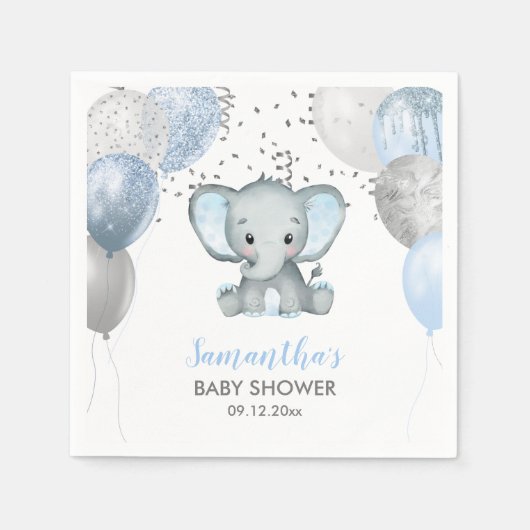 Serviette En Papier Ballons éléphants Baby showers mignons (Devant)