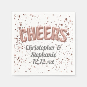 Serviette En Papier Ballons en Or Rose Confettis Acclamations Mariage 