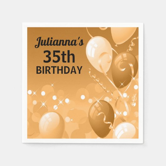 Serviette En Papier Ballons faits sur commande d'or avec (Devant)