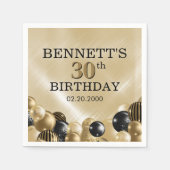 Serviette En Papier Ballons Gold Anniversaire (Devant)