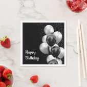 Serviette En Papier Ballons Gris Noir Chic  (En situation)