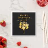 Serviette En Papier Ballons Noir Or Personnalisé Joyeux anniversaire (En situation)