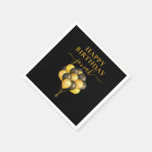 Serviette En Papier Ballons Noir Or Personnalisé Joyeux anniversaire (Coin)