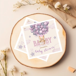 Serviette En Papier Ballons Ours Pastel Violet Baby Shower