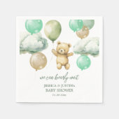 Serviette En Papier Ballons Ours Teddy Baby shower Ciel Vert (Devant)
