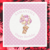 Serviette En Papier Ballons ROSE Ours en peluche