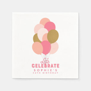 Serviette En Papier Ballons rose vif Fêtons notre anniversaire