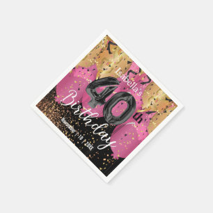 Serviette En Papier Ballons roses et Parties scintillant 40e anniversa