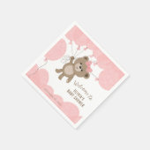 Serviette En Papier Ballons roses Ours Teddy Baby shower fille rose (Coin)