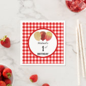Serviette En Papier Ballons & Rouge En vichy 1er anniversaire (En situation)