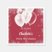 Serviette En Papier Ballons rouges fête d'anniversaire blanche (Devant)