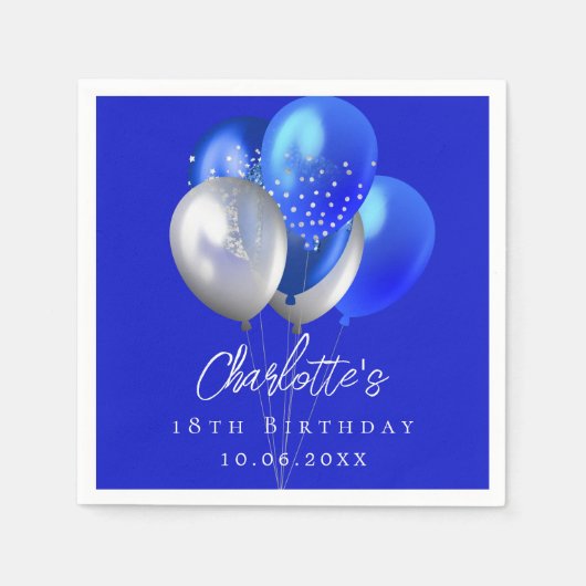 Serviette En Papier Ballons royaux bleus (Devant)