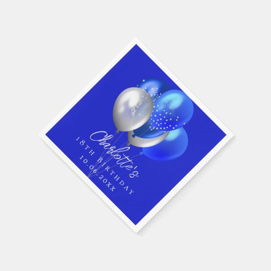 Serviette En Papier Ballons royaux bleus (Coin)