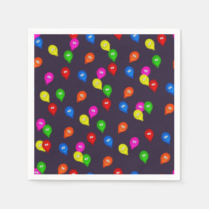 Serviette En Papier Ballons souriants colorés Papier noir Napkin