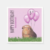 Serviette En Papier Ballons violets de cochon de Guinée à l'anniversai (Devant)