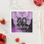 Serviette En Papier Ballons violets et Parties scintillant Anniversair (En situation)