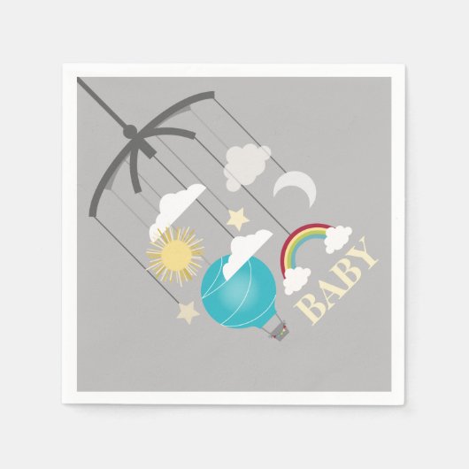 Serviette En Papier Balloon à air chaud Baby shower moderne garçon ser (Devant)