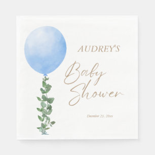 Serviette En Papier Balloon bleu Aquarelle bébé garçon douche Oh garço