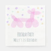 Serviette En Papier Balloon d'anniversaire Animaux Pink Pastel Napkins (Devant)