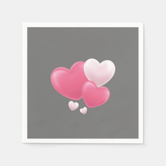 Serviette En Papier Balloon de coeur romantique Napkin - Love & Valent (Devant)