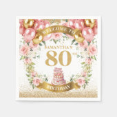 Serviette En Papier Balloon d'or 80e anniversaire célébrations serviet (Devant)