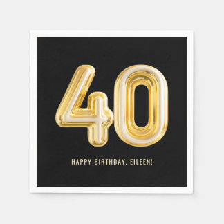 Serviette En Papier Balloon d'or quarante-40e anniversaire de fête Nap