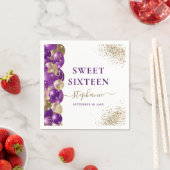 Serviette En Papier Balloon doux 16 violet or étincelant (En situation)