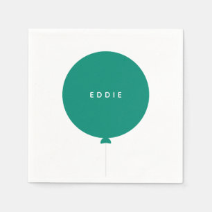 Serviette En Papier Balloon minimaliste   Green Kid's Birthday Party