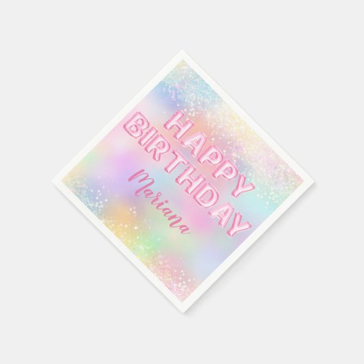 Serviette En Papier Balloon rose arc-en-ciel Fête d'anniversaire (Coin)