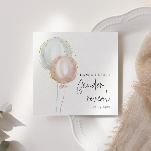 Serviette En Papier Balloon rose et bleu Équipe de révélation de genre