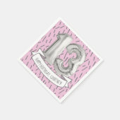 Serviette En Papier Balloon rose et gris Filles 13e anniversaire (Coin)