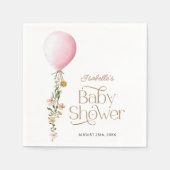 Serviette En Papier Balloon rose Floral Girl Baby shower thème papier (Devant)