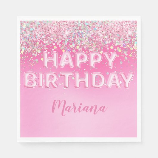 Serviette En Papier Balloon rose Ombre fête d'anniversaire (Devant)