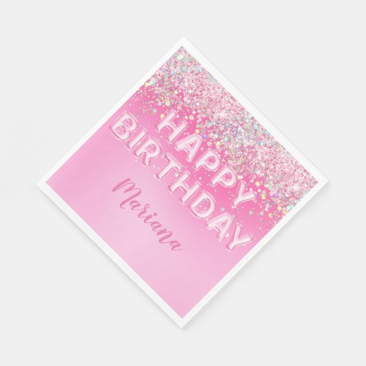 Serviette En Papier Balloon rose Ombre fête d'anniversaire (Coin)